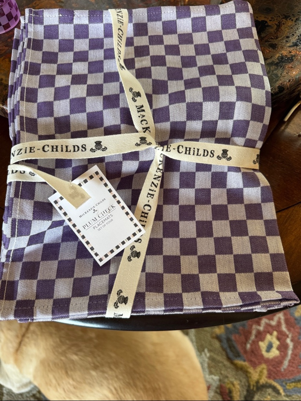 MacKenzie-Childs (4) Plum Check Placemat